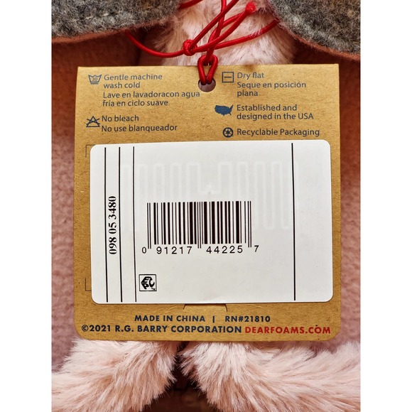 Kid's Dluxe By Dearfoams Closed Back Loafer Slippers Pink & Grey w/ Bow‎ 2/3 New - Picture 2 of 6